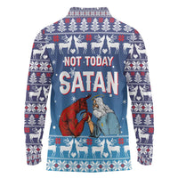 Jesus Not To Day Satan Christmas Long Sleeve Polo Shirt Funny Xmas Holiday Patterns - Wonder Print Shop