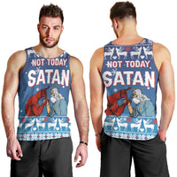 Jesus Not To Day Satan Christmas Men Tank Top Funny Xmas Holiday Patterns - Wonder Print Shop