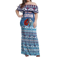 Jesus Not To Day Satan Christmas Off Shoulder Maxi Dress Funny Xmas Holiday Patterns - Wonder Print Shop