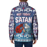 Jesus Not To Day Satan Christmas Padded Jacket Funny Xmas Holiday Patterns - Wonder Print Shop