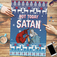 Jesus Not To Day Satan Christmas Puzzle Funny Xmas Holiday Patterns - Wonder Print Shop