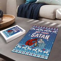 Jesus Not To Day Satan Christmas Puzzle Funny Xmas Holiday Patterns - Wonder Print Shop