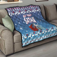 Jesus Not To Day Satan Christmas Quilt Funny Xmas Holiday Patterns - Wonder Print Shop