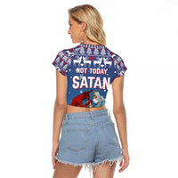 Jesus Not To Day Satan Christmas Raglan Cropped T Shirt Funny Xmas Holiday Patterns - Wonder Print Shop