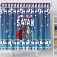 Jesus Not To Day Satan Christmas Shower Curtain Funny Xmas Holiday Patterns - Wonder Print Shop