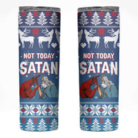 Jesus Not To Day Satan Christmas Skinny Tumbler Funny Xmas Holiday Patterns - Wonder Print Shop
