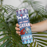 Jesus Not To Day Satan Christmas Skinny Tumbler Funny Xmas Holiday Patterns - Wonder Print Shop