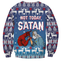 Jesus Not To Day Satan Christmas Sweatshirt Funny Xmas Holiday Patterns - Wonder Print Shop