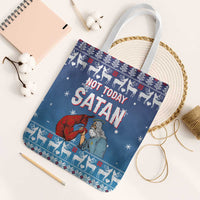 Jesus Not To Day Satan Christmas Tote Bag Funny Xmas Holiday Patterns - Wonder Print Shop