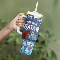 Jesus Not To Day Satan Christmas Tumbler With Handle Funny Xmas Holiday Patterns - Wonder Print Shop
