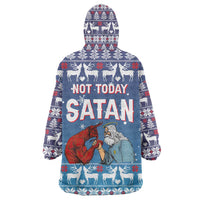 Jesus Not To Day Satan Christmas Wearable Blanket Hoodie Funny Xmas Holiday Patterns - Wonder Print Shop