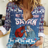Jesus Not To Day Satan Christmas Women Casual Shirt Funny Xmas Holiday Patterns - Wonder Print Shop