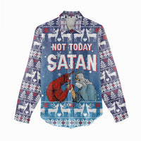Jesus Not To Day Satan Christmas Women Casual Shirt Funny Xmas Holiday Patterns - Wonder Print Shop