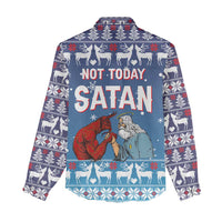 Jesus Not To Day Satan Christmas Women Casual Shirt Funny Xmas Holiday Patterns - Wonder Print Shop