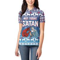 Jesus Not To Day Satan Christmas Women Polo Shirt Funny Xmas Holiday Patterns - Wonder Print Shop