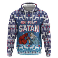 Jesus Not To Day Satan Christmas Zip Hoodie Funny Xmas Holiday Patterns - Wonder Print Shop