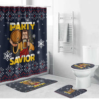 Jesus Party Savior Christmas Bathroom Set Funny Xmas Holiday Patterns - Wonder Print Shop