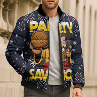 Jesus Party Savior Christmas Bomber Puffer Jacket Funny Xmas Holiday Patterns - Wonder Print Shop