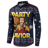 Jesus Party Savior Christmas Button Sweatshirt Funny Xmas Holiday Patterns - Wonder Print Shop