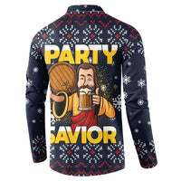 Jesus Party Savior Christmas Button Sweatshirt Funny Xmas Holiday Patterns - Wonder Print Shop