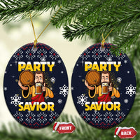 Jesus Party Savior Christmas Ceramic Ornament Funny Xmas Holiday Patterns - Wonder Print Shop