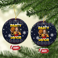 Jesus Party Savior Christmas Ceramic Ornament Funny Xmas Holiday Patterns - Wonder Print Shop