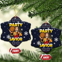 Jesus Party Savior Christmas Ceramic Ornament Funny Xmas Holiday Patterns - Wonder Print Shop