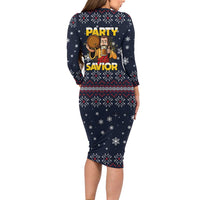Jesus Party Savior Christmas Family Matching Long Sleeve Bodycon Dress and Hawaiian Shirt Funny Xmas Holiday Patterns - Wonder Print Shop