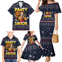 Jesus Party Savior Christmas Family Matching Mermaid Dress and Hawaiian Shirt Funny Xmas Holiday Patterns - Wonder Print Shop