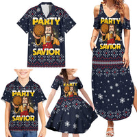 Jesus Party Savior Christmas Family Matching Summer Maxi Dress and Hawaiian Shirt Funny Xmas Holiday Patterns - Wonder Print Shop
