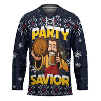 Jesus Party Savior Christmas Hockey Jersey Funny Xmas Holiday Patterns - Wonder Print Shop
