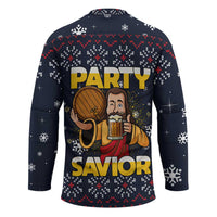 Jesus Party Savior Christmas Hockey Jersey Funny Xmas Holiday Patterns - Wonder Print Shop