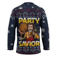 Jesus Party Savior Christmas Hockey Jersey Funny Xmas Holiday Patterns - Wonder Print Shop