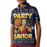 Jesus Party Savior Christmas Kid Polo Shirt Funny Xmas Holiday Patterns - Wonder Print Shop