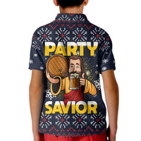 Jesus Party Savior Christmas Kid Polo Shirt Funny Xmas Holiday Patterns - Wonder Print Shop