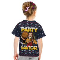 Jesus Party Savior Christmas Kid T Shirt Funny Xmas Holiday Patterns - Wonder Print Shop
