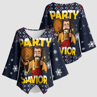 Jesus Party Savior Christmas Kimono Sleeve Blouse Funny Xmas Holiday Patterns - Wonder Print Shop