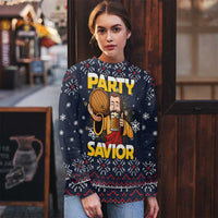 Jesus Party Savior Christmas Ugly Christmas Sweater Funny Xmas Holiday Patterns - Wonder Print Shop