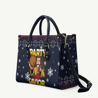 Jesus Party Savior Christmas Leather Bag Funny Xmas Holiday Patterns - Wonder Print Shop