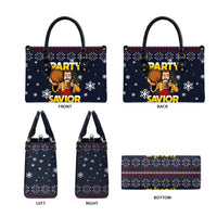 Jesus Party Savior Christmas Leather Bag Funny Xmas Holiday Patterns - Wonder Print Shop