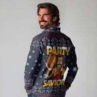 Jesus Party Savior Christmas Long Sleeve Polo Shirt Funny Xmas Holiday Patterns - Wonder Print Shop