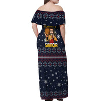 Jesus Party Savior Christmas Off Shoulder Maxi Dress Funny Xmas Holiday Patterns - Wonder Print Shop