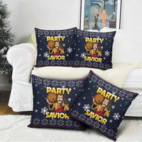 Jesus Party Savior Christmas Pillow Cover Funny Xmas Holiday Patterns - Wonder Print Shop