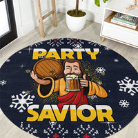 Jesus Party Savior Christmas Round Carpet Funny Xmas Holiday Patterns - Wonder Print Shop
