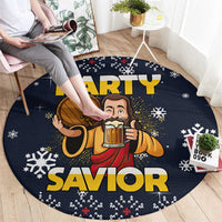Jesus Party Savior Christmas Round Carpet Funny Xmas Holiday Patterns - Wonder Print Shop