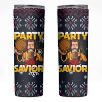 Jesus Party Savior Christmas Skinny Tumbler Funny Xmas Holiday Patterns - Wonder Print Shop