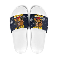 Jesus Party Savior Christmas Slide Sandals Funny Xmas Holiday Patterns - Wonder Print Shop