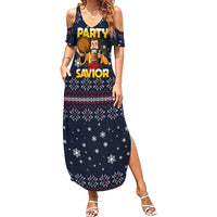 Jesus Party Savior Christmas Summer Maxi Dress Funny Xmas Holiday Patterns - Wonder Print Shop