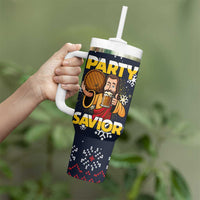 Jesus Party Savior Christmas Tumbler With Handle Funny Xmas Holiday Patterns - Wonder Print Shop