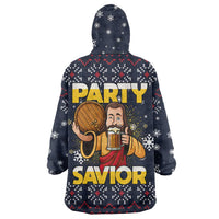 Jesus Party Savior Christmas Wearable Blanket Hoodie Funny Xmas Holiday Patterns - Wonder Print Shop